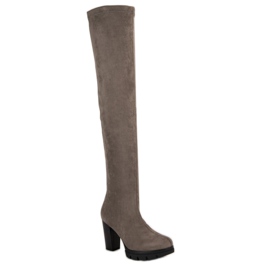 Vinceza Cuissardes en daim gris 1
