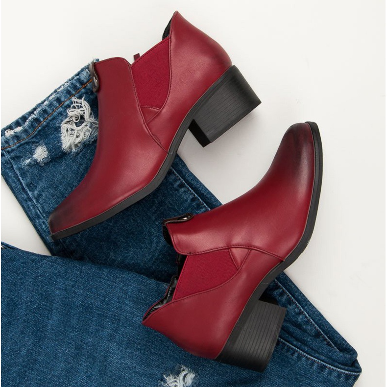 Vinceza Bottines à enfiler bordeaux rouge 2