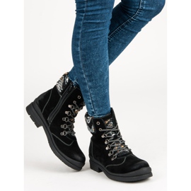 Filippo Bottines en cuir à nouer noir 1