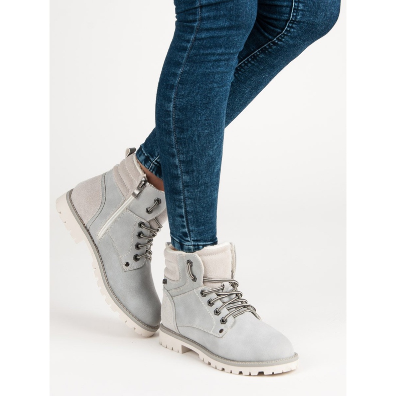 Filippo Bottes élégantes avec manteau en peau de mouton gris 2