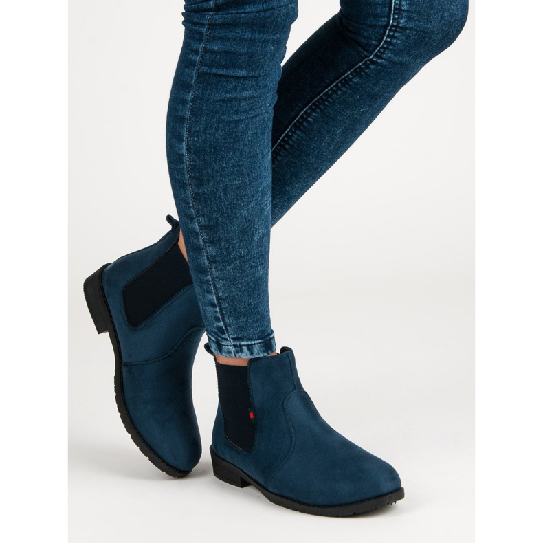 Lady Fashion Bottines à enfiler en daim bleu 2