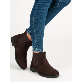 Lady Fashion Bottines à enfiler en daim brun 1