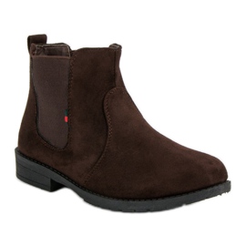 Lady Fashion Bottines à enfiler en daim brun 2