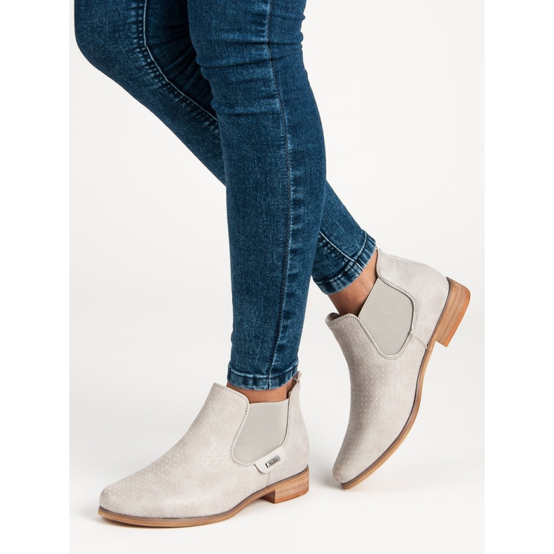 Filippo Bottines beiges ajourées gris 1