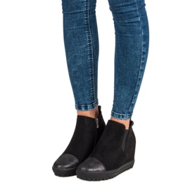 Filippo Bottines en daim à talon compensé le noir 6