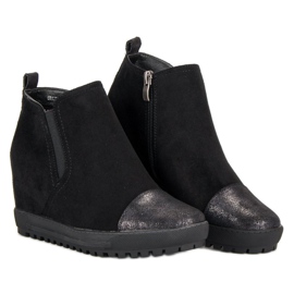 Filippo Bottines en daim à talon compensé le noir 5