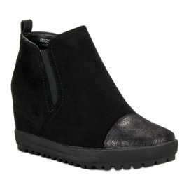 Filippo Bottines en daim à talon compensé le noir 2