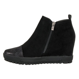 Filippo Bottines en daim à talon compensé le noir 3