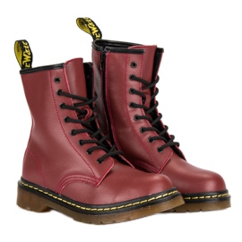 McKey Bottes de combat en cuir rouge 5