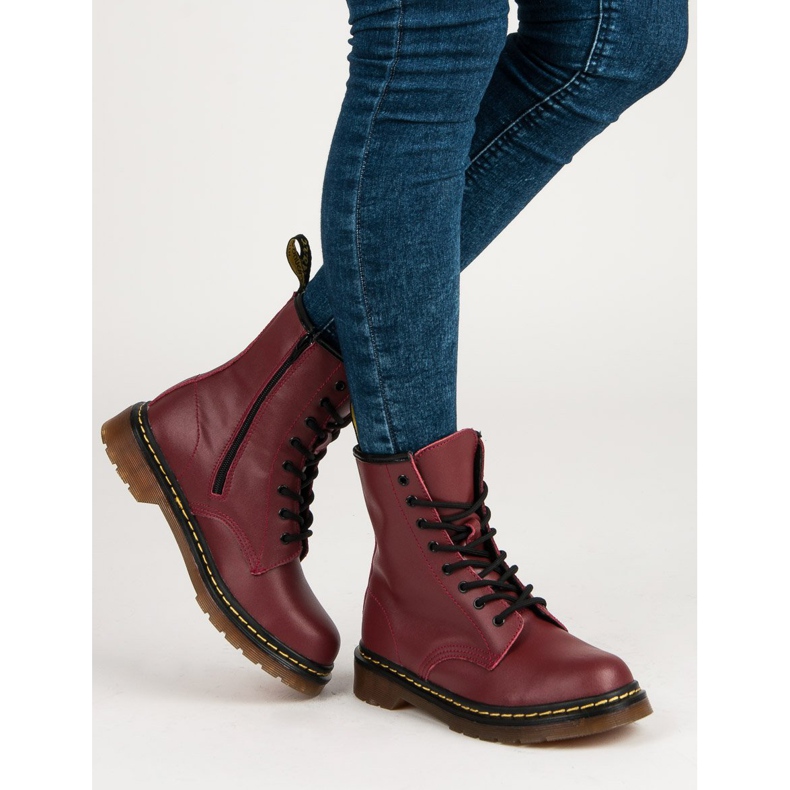 McKey Bottes de combat en cuir rouge 2