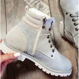 Filippo Bottes élégantes avec manteau en peau de mouton gris 1