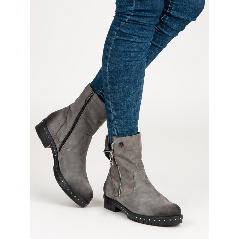 Bottes VINCEZA en Cuir Gris 2