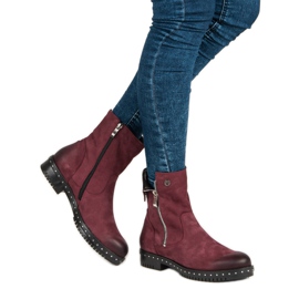 Bottes en cuir bordeaux de VINCEZA rouge 2