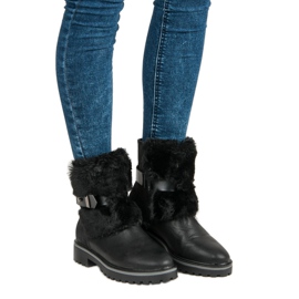 Filippo Bottes noires avec fourrure le noir 1