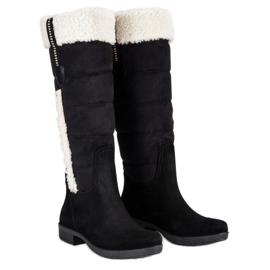 Bottes chaudes en daim le noir 5