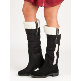 Bottes chaudes en daim le noir 1