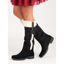 Bottes chaudes en daim le noir 2