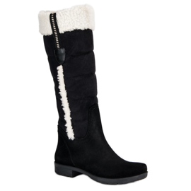Bottes chaudes en daim le noir 3