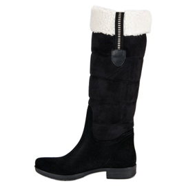 Bottes chaudes en daim le noir 4