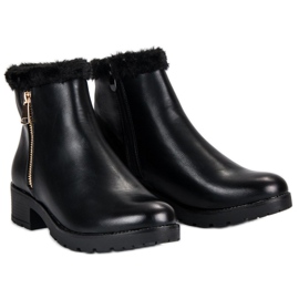 J. Star Bottes à la mode avec fourrure le noir 5