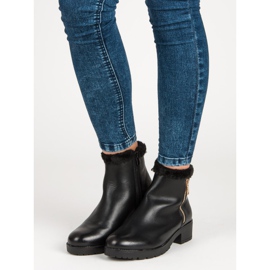 J. Star Bottes à la mode avec fourrure le noir 1
