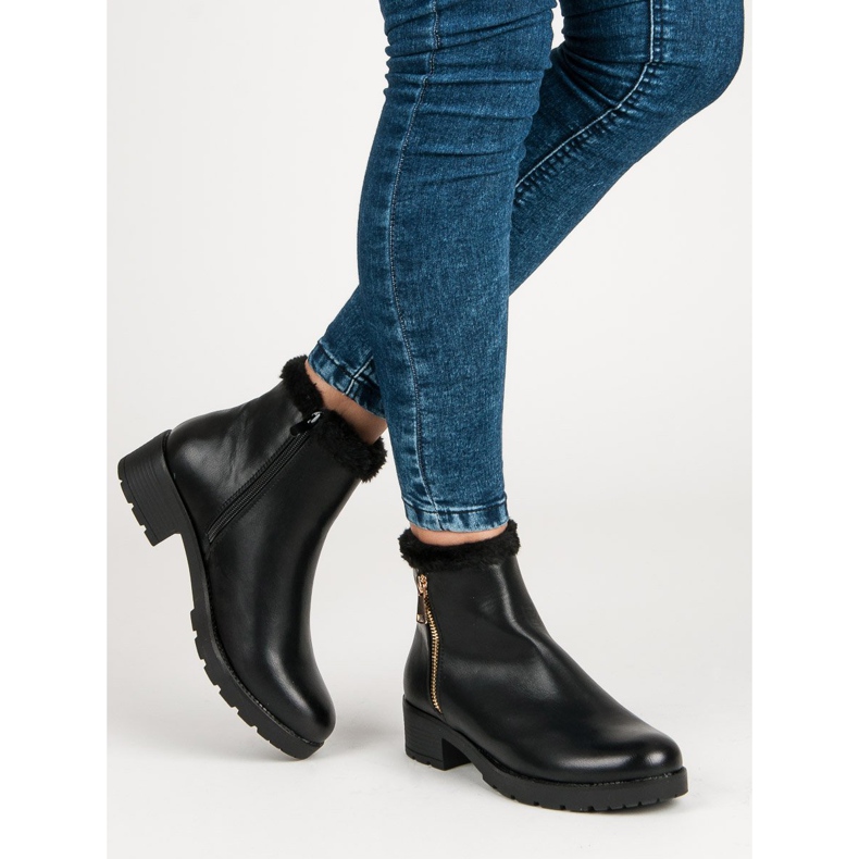 J. Star Bottes à la mode avec fourrure le noir 2