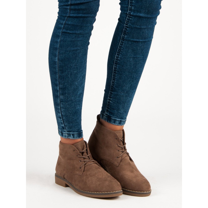 Bottines basses nouées brun 1