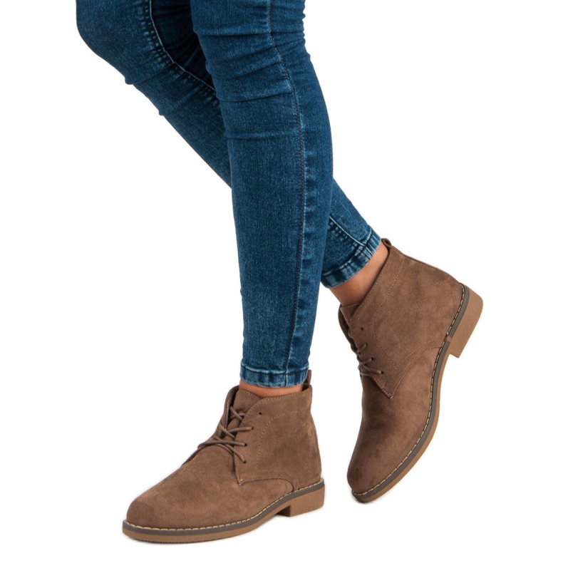 Bottines basses nouées brun 2