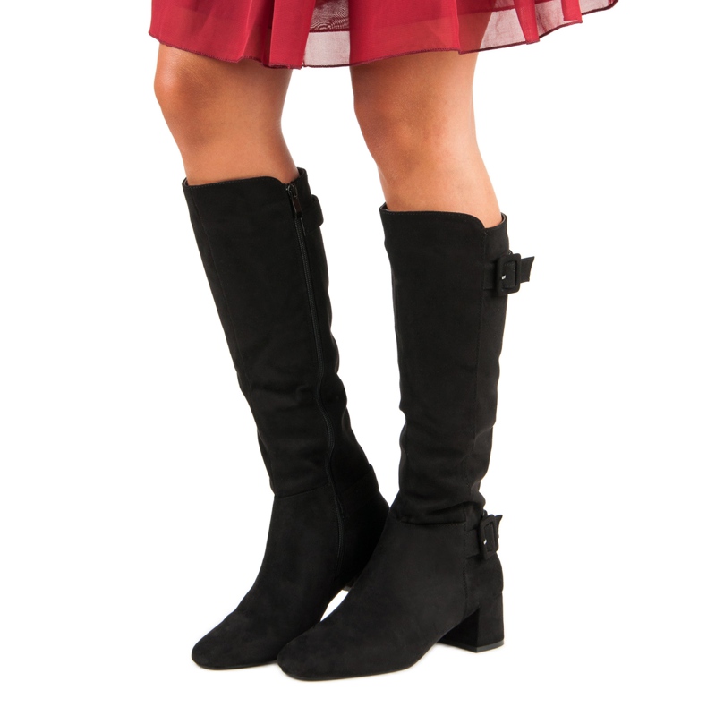 Bottines à talons en daim noir 1