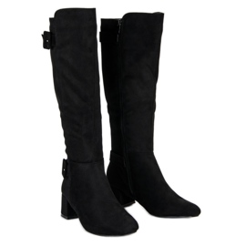 Bottines à talons en daim le noir 5