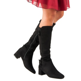 Bottines à talons en daim noir 2