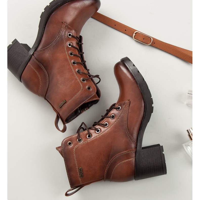Bottines vinceza marron à lacets brun 1