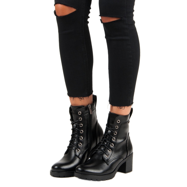 Bottines vinceza noires à lacets 1