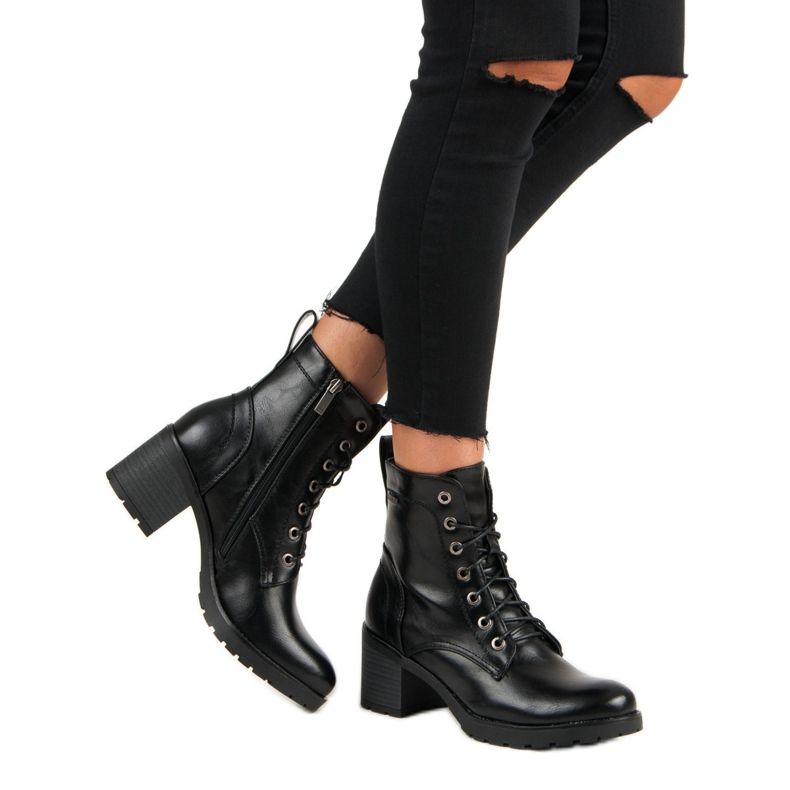 Bottines vinceza noires à lacets 2