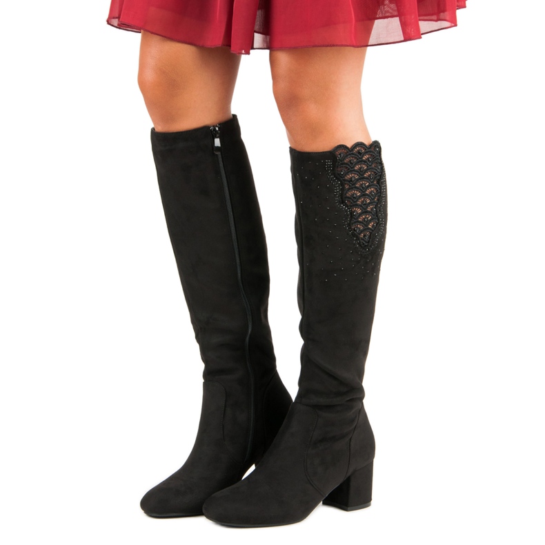 Bottes élégantes à talons hauts le noir 1