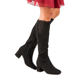 Bottes élégantes à talons hauts le noir 2