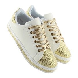Baskets blanches et dorées pour femmes BK-81 BLANC / OR 2