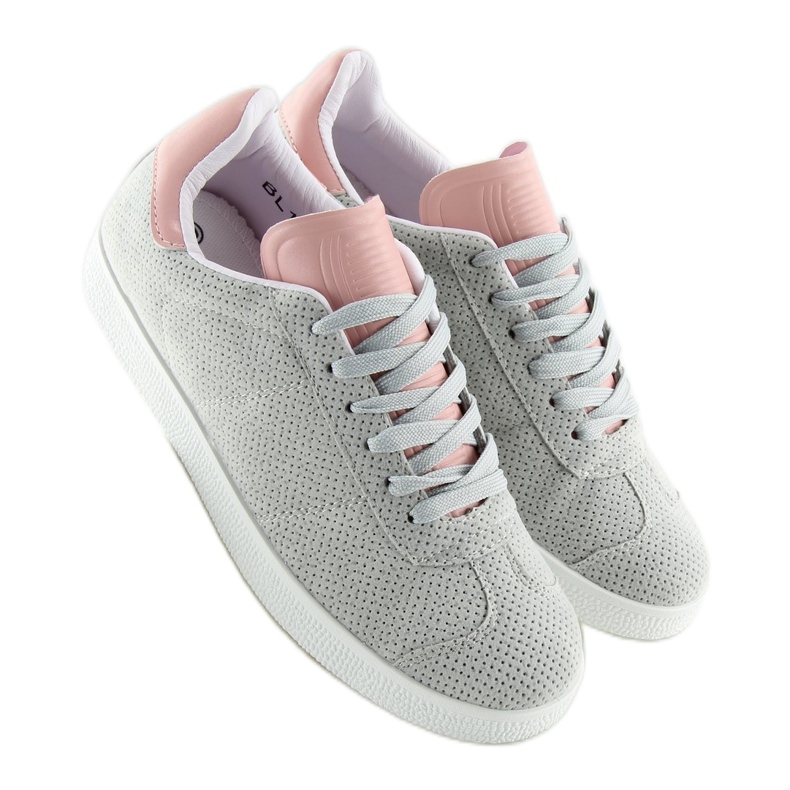 Baskets grises et roses pour femmes BL131P GRIS / ROSE 2