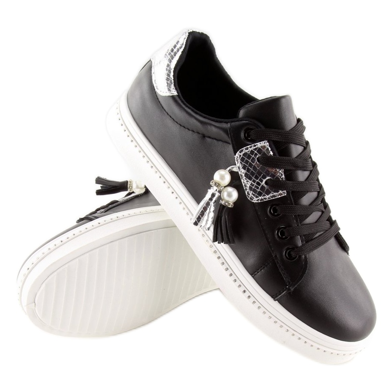 Baskets noires pour femmes 88038 NOIR / BLANC 2