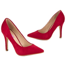 Escarpins en daim rouge 7