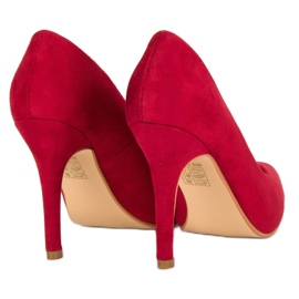 Escarpins en daim rouge 5