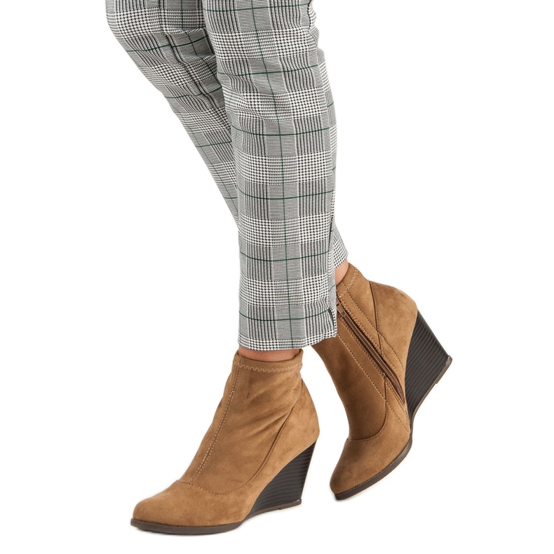 Corina Bottines en daim à talon compensé brun 2