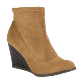 Corina Bottines en daim à talon compensé brun 3