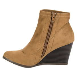 Corina Bottines en daim à talon compensé brun 4