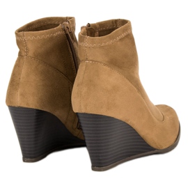 Corina Bottines en daim à talon compensé brun 5