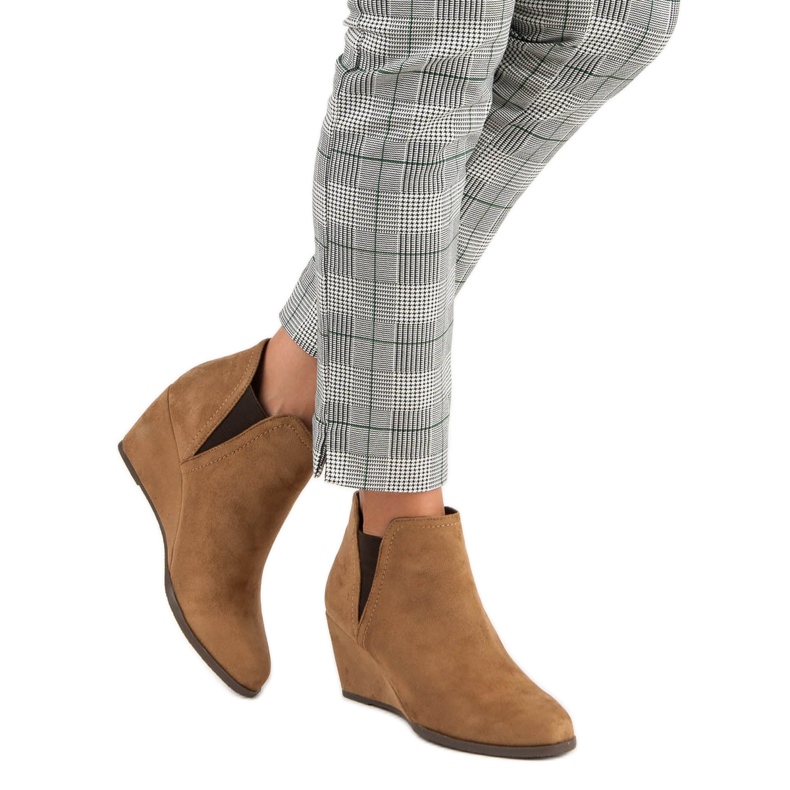 Corina Bottes compensées camel brun 1