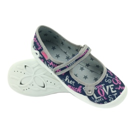 Chaussures pour enfants Befado chaussons ballerines 114y311 bleu marin rose gris 3