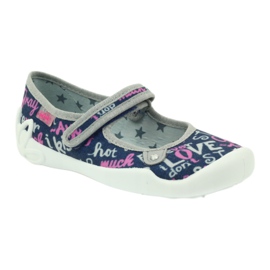 Chaussures pour enfants Befado chaussons ballerines 114y311 bleu marin rose gris 1