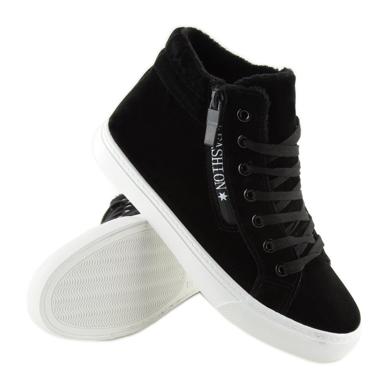 Baskets chaudes noires à la cheville W-3072 Noir 1