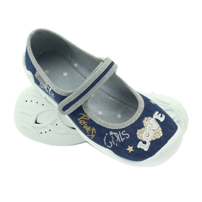 Befado chaussures pour enfants ballerines pantoufles 114y313 bleu marin gris 4
